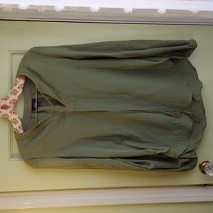 Women's Mossimo sheer army green open shoulder XS blouse